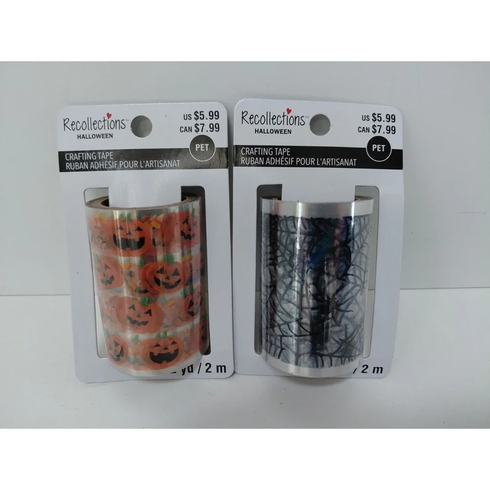 LOT of 2 Crafting Tape Halloween Pumpkins Spider Webs 2.2 yd each‎ NEW